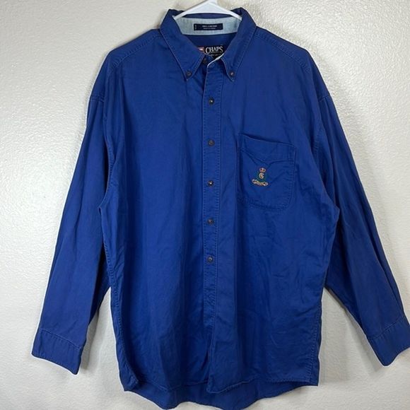 Chaps Ralph Lauren Blue Button Down Shirt Size: L - Picture 2 of 9